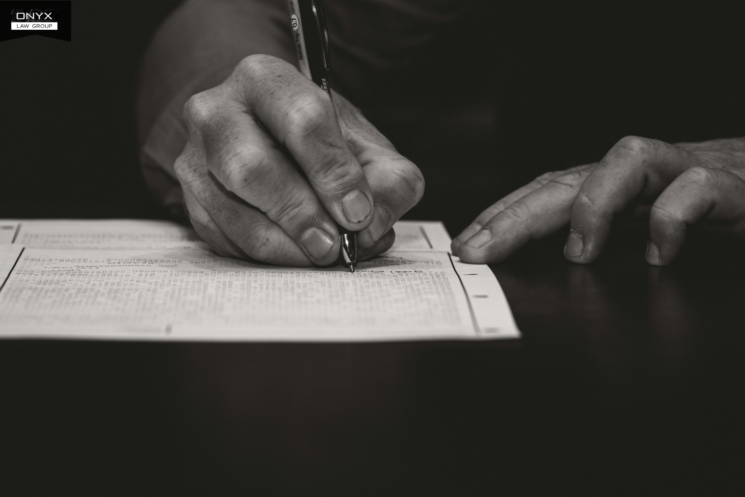 Legal documents being filed for probate process in court